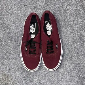 Vans Maroon Canvas Shoes with Black Accents